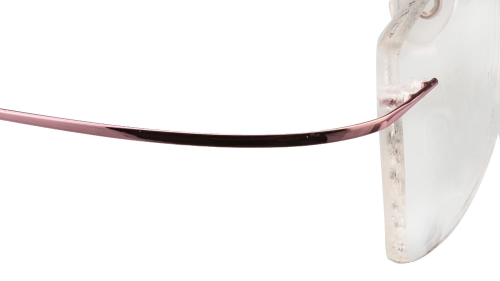 pink rimless rectangle sunglasses