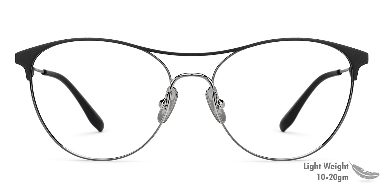 Shop Online For Matte Black Gunmetal Full Rim Cat Eye Large Size