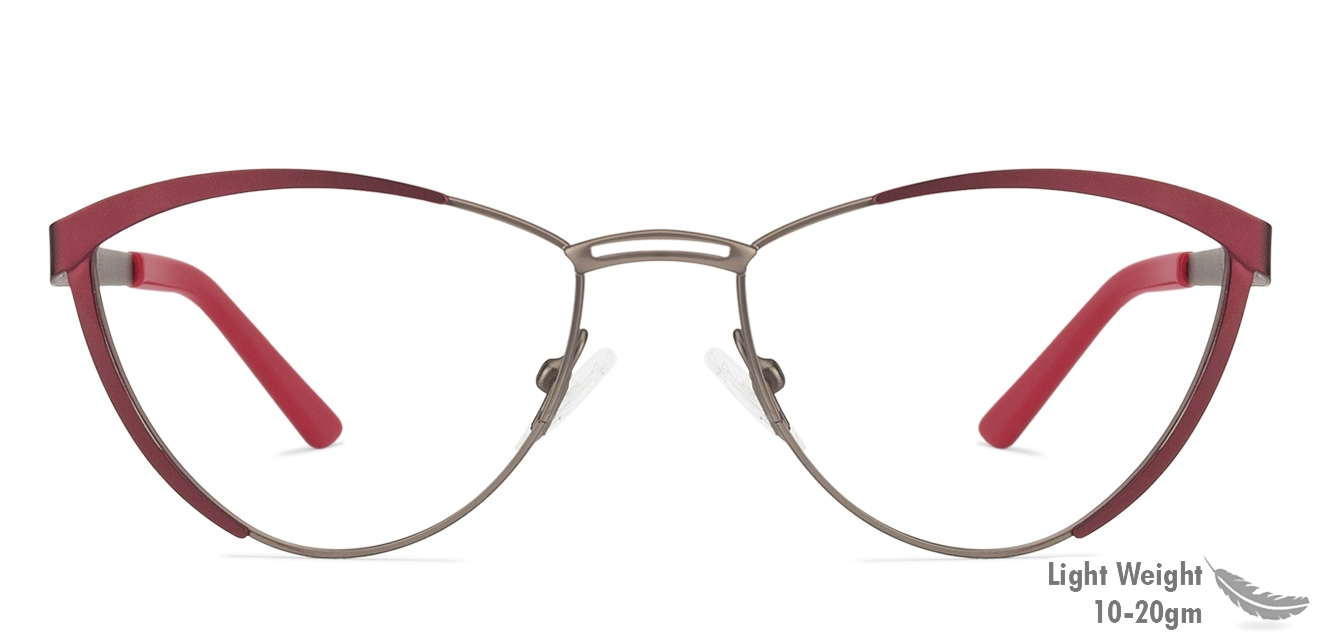 Gunmetal Maroon Full Rim Cat Eye Medium Size 51 Vincent Chase