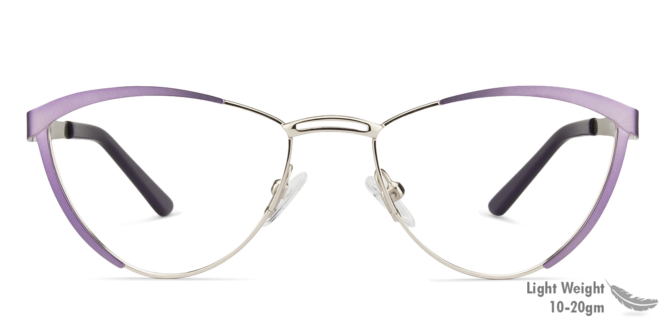 Shop Online For Silver Purple Full Rim Cat Eye Medium Size 51