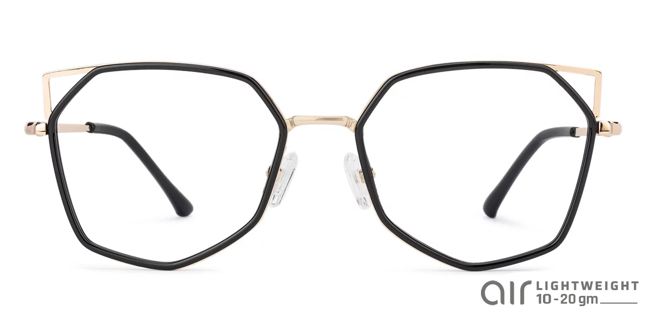 Shop Online For Golden Black Full Rim Hexagonal Large Size 52