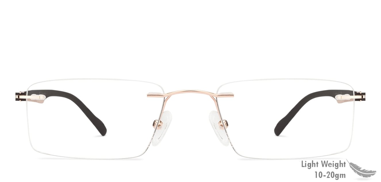 Golden Rimless Rectangle Medium (Size52) John Jacobs Supreme Steel JJ