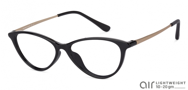 Black Golden Black Full Rim Cat Eye Small Size 50 Vincent Chase