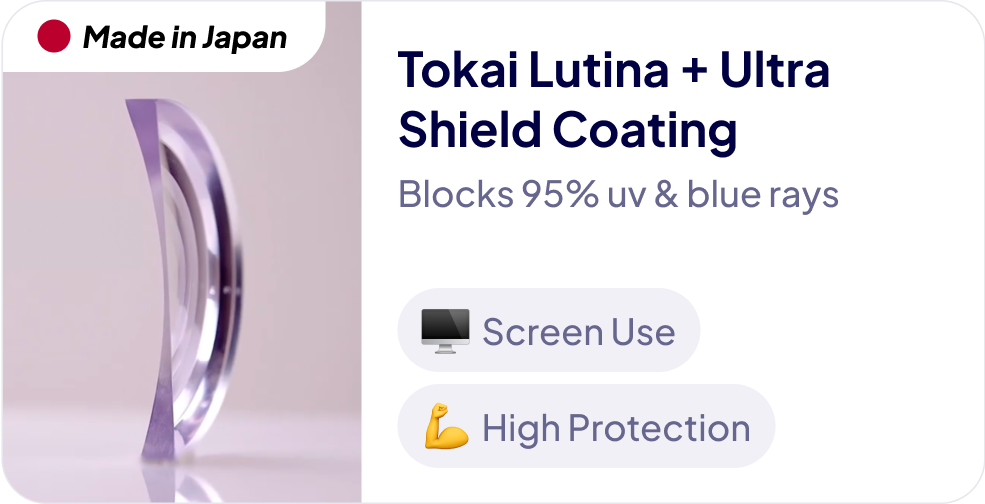 single vision tokai lutina ultra shield coating lens