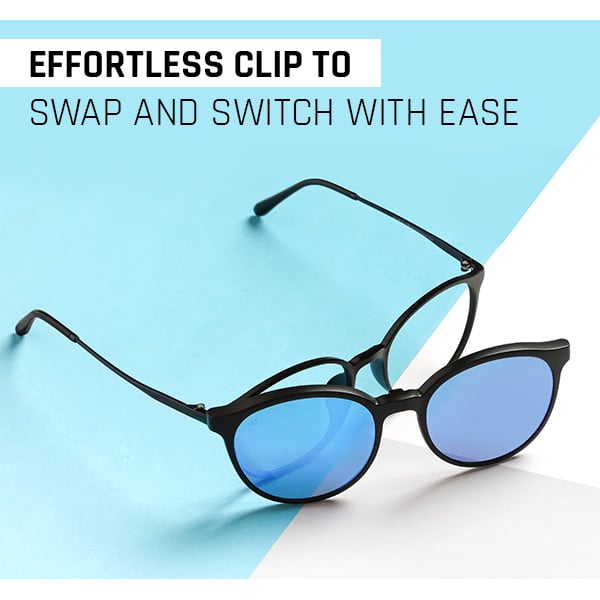 Matte Dark Blue Black Full Rim Rectangle Lenskart Air Clip On LA E11411